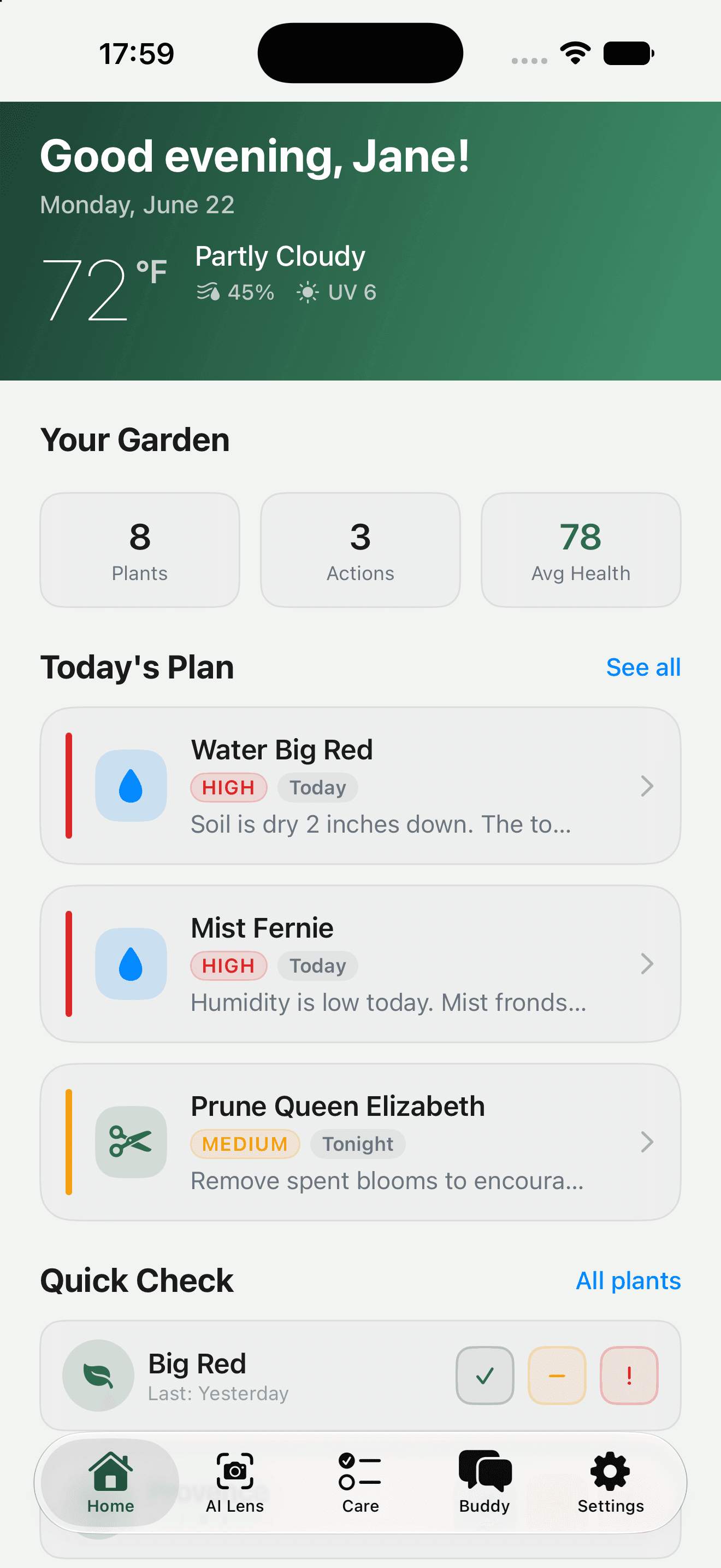Your garden at a glance